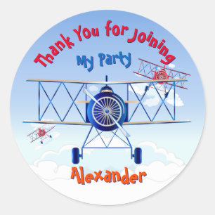 Sticker Rond Fête d'anniversaire d'aviateur de l'armée de l'air