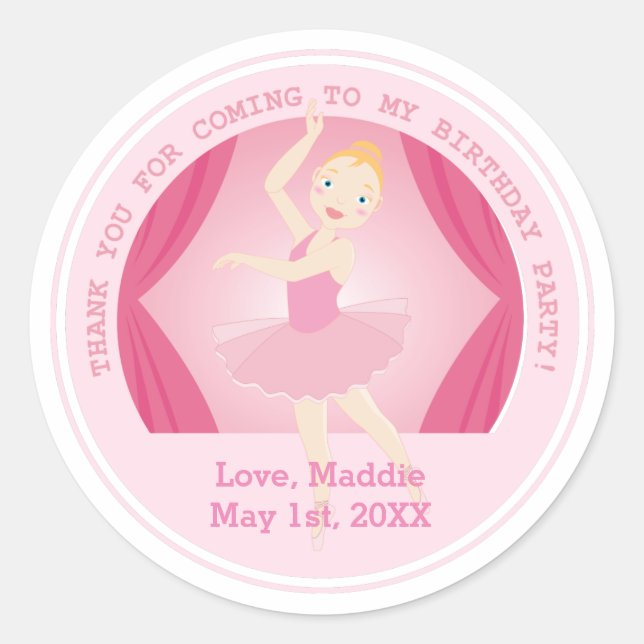 Sticker Rond Fête d'anniversaire de Ballerina (Devant)