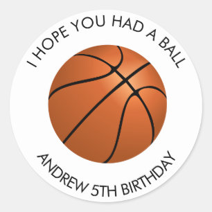 Sticker Rond Fête d'anniversaire de basket-ball