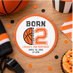 Sticker Rond Fête d'anniversaire de basketball Née pour Baller