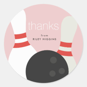 Sticker Rond Fête d'anniversaire de bowling