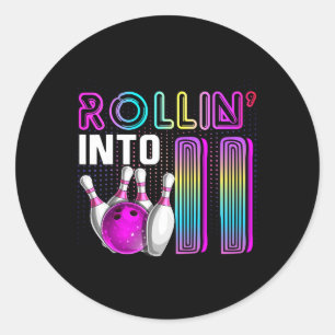 Sticker Rond Fête d'anniversaire de bowling pour les 11 ans