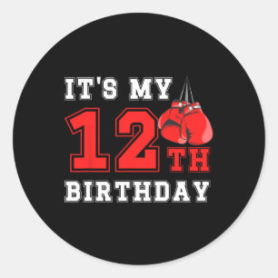 Sticker Rond Fête d'anniversaire de boxe de 12 ans Boxeur de do