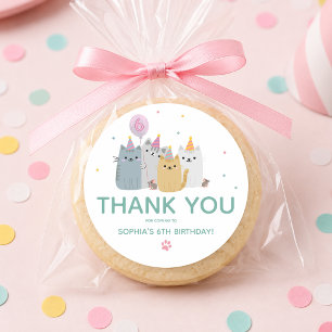 Sticker Rond Fête d'anniversaire de chat mignon