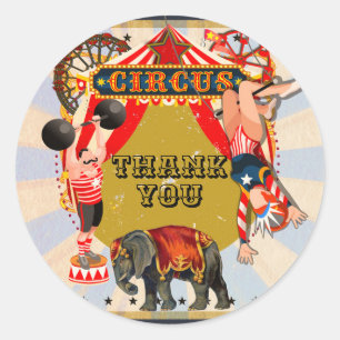 Sticker Rond Fête d'anniversaire de cirque rétro vintage