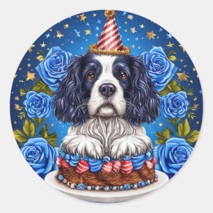 Sticker Rond 🐶 Fête d'anniversaire de Cocker Spaniel pour les