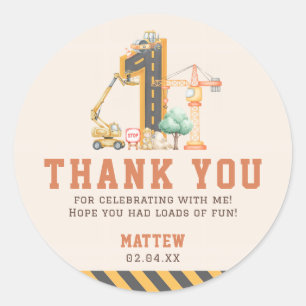 Sticker Rond Fête d'anniversaire de construction 1ère année