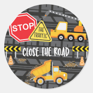 Sticker Rond Fête d'anniversaire de construction Favoriser