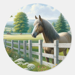 Sticker Rond Fête d'anniversaire de Country Pony Horse