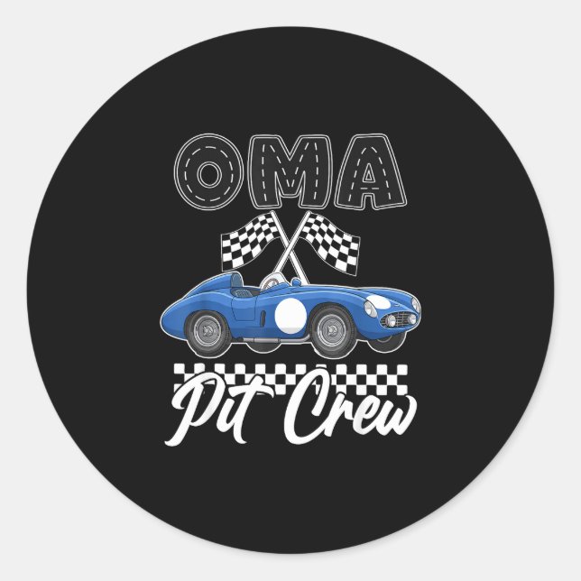 Sticker Rond Fête d'anniversaire de course de voiture de course (Devant)