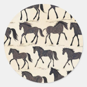 Sticker Rond Fête d'anniversaire de Cowboy - Cheval