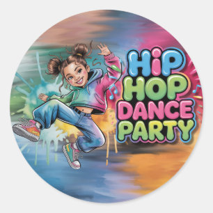 Sticker Rond Fête d'anniversaire de danse hip hop pour filles