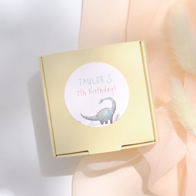 Sticker Rond Fête d'anniversaire de dinosaure fille (Créateur téléchargé)