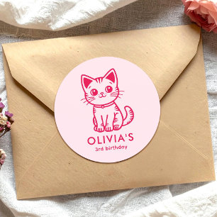 Sticker Rond Fête d'anniversaire de fille avec kit de couleurs 