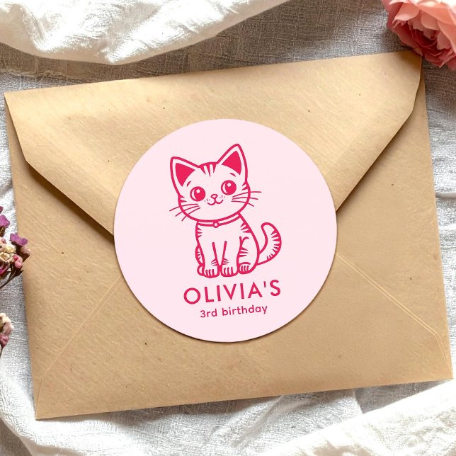 Sticker Rond Fête d'anniversaire de fille avec kit de couleurs  (Créateur téléchargé)