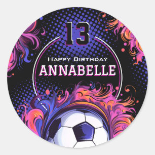 Sticker Rond Fête d'anniversaire de football