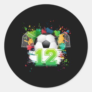 Sticker Rond Fête d'anniversaire de football 12 ans 12 ans Joue