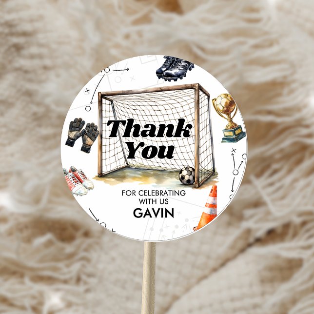 Sticker Rond Fête d'anniversaire de football - C'est parti ! (Créateur téléchargé)