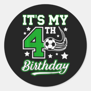 Sticker Rond Fête d'anniversaire de football pour enfants 4ème