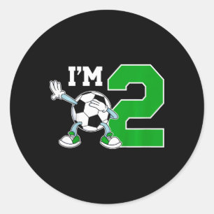 Sticker Rond Fête d'anniversaire de football pour enfants de 2 