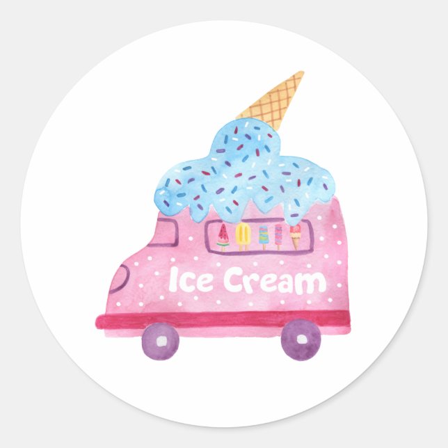 Sticker Rond Fête d'anniversaire de glace d'été (Devant)