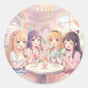 Sticker Rond Fête d'anniversaire de glace personnalisée pour fi