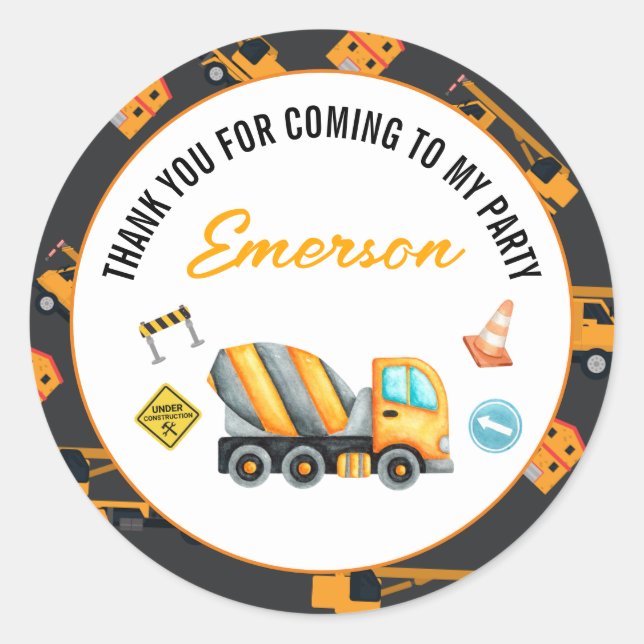 Sticker Rond Fête d'anniversaire de la construction (Devant)
