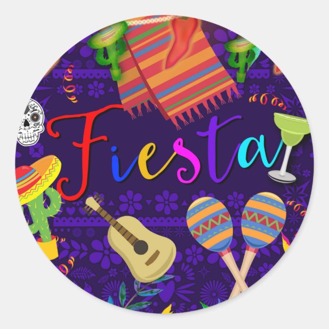 Sticker Rond Fête d'anniversaire de la fête Cinco De Mayo (Devant)