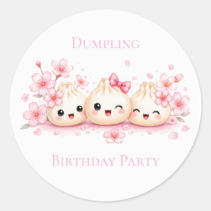 Sticker Rond Fête d'anniversaire de la fille au mignon petit pâ
