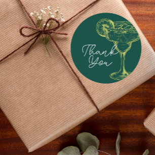 Sticker Rond Fête d'anniversaire de la Margarita verte moderne