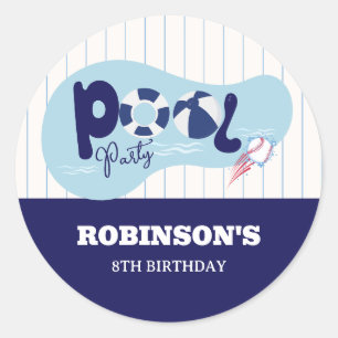 Sticker Rond Fête d'anniversaire de la piscine de baseball mode
