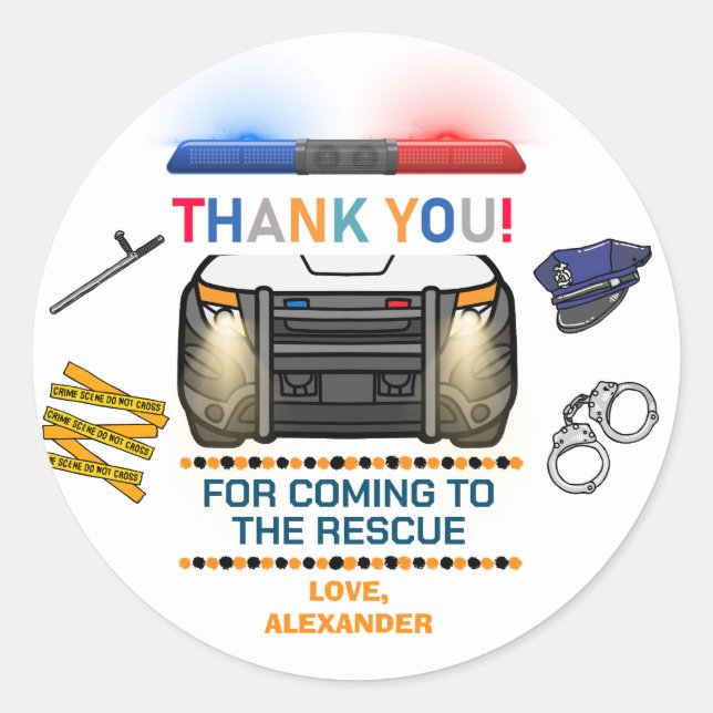 Sticker Rond Fête d'anniversaire de la police Favoriser (Devant)