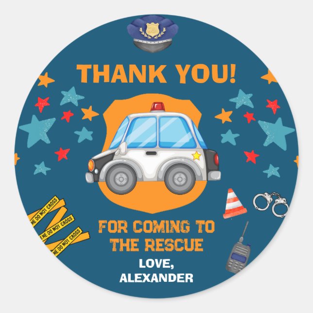 Sticker Rond Fête d'anniversaire de la police Favoriser (Devant)