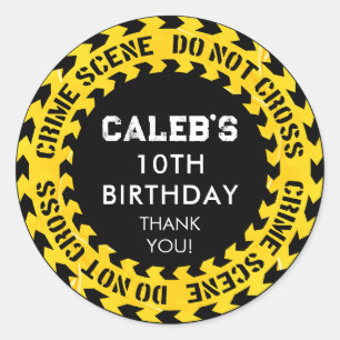 Sticker Rond Fête d'anniversaire de la police Scène de crime Ne