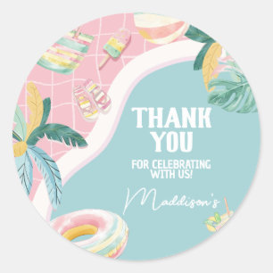 Sticker Rond Fête d'anniversaire de la poule