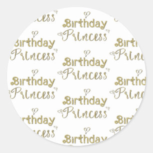 Sticker Rond Fête d'anniversaire de la princesse aux cœurs d'or