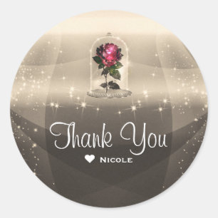 Sticker Rond Fête d'anniversaire de la rose rouge magique encha