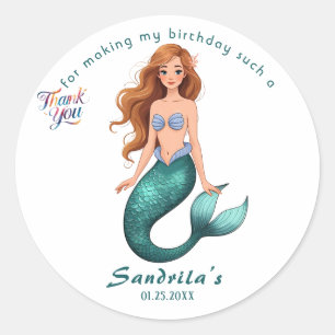 Sticker Rond Fête d'anniversaire de la Sirène de The Sea Mermai