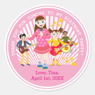 Sticker Rond Fête d'anniversaire de la star du pop