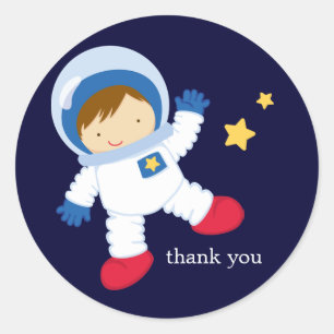 Sticker Rond Fête d'anniversaire de l'astronaute