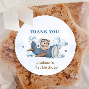 Sticker Rond Fête d'anniversaire de l'avion Vintage voyage