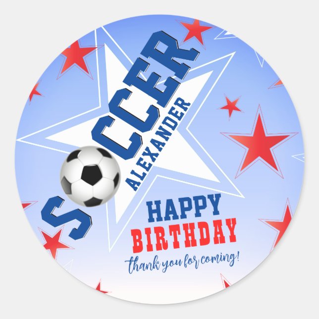 Sticker Rond Fête d'anniversaire de l'étoile de football (Devant)