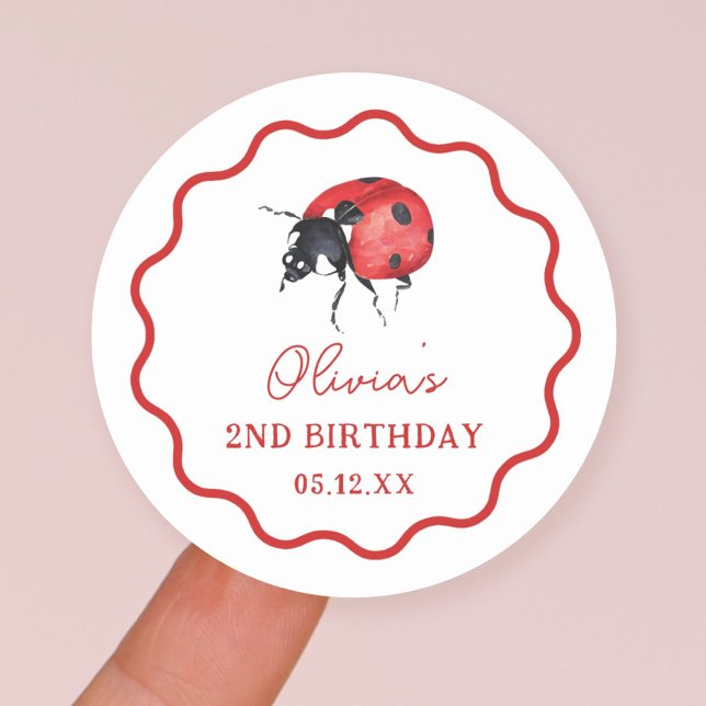 Sticker Rond Fête d'anniversaire de Little Ladybug (Créateur téléchargé)
