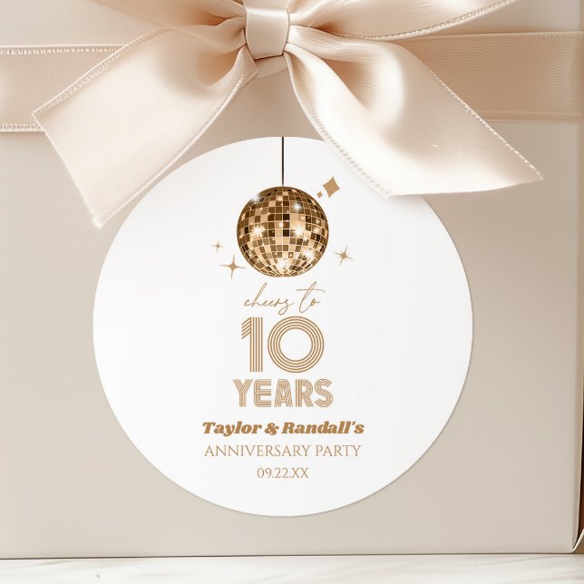 Sticker Rond Fête d'anniversaire de mariage de 10 ans Disco Che (Créateur téléchargé)