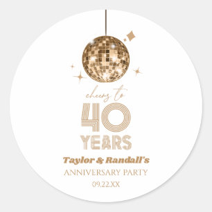 Sticker Rond Fête d'anniversaire de mariage de 40 ans Disco Che