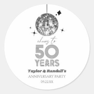 Sticker Rond Fête d'anniversaire de mariage Disco Cheers 50 Ans