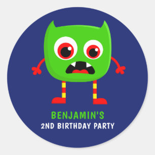 Sticker Rond Fête d'anniversaire de Monster
