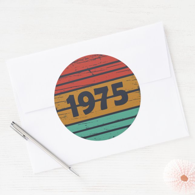Sticker Rond Fête d'anniversaire de naissance en 1975 (Enveloppe)