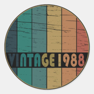 Sticker Rond Fête d'anniversaire de naissance en 1988