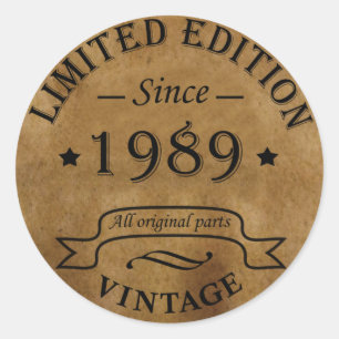 Sticker Rond Fête d'anniversaire de naissance vintage 1989